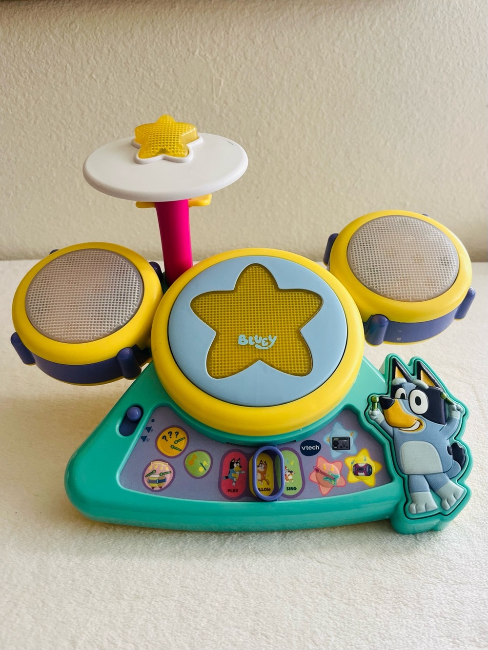 Bluey Musical Drum Set Toy - Yellow/Blue/Teal